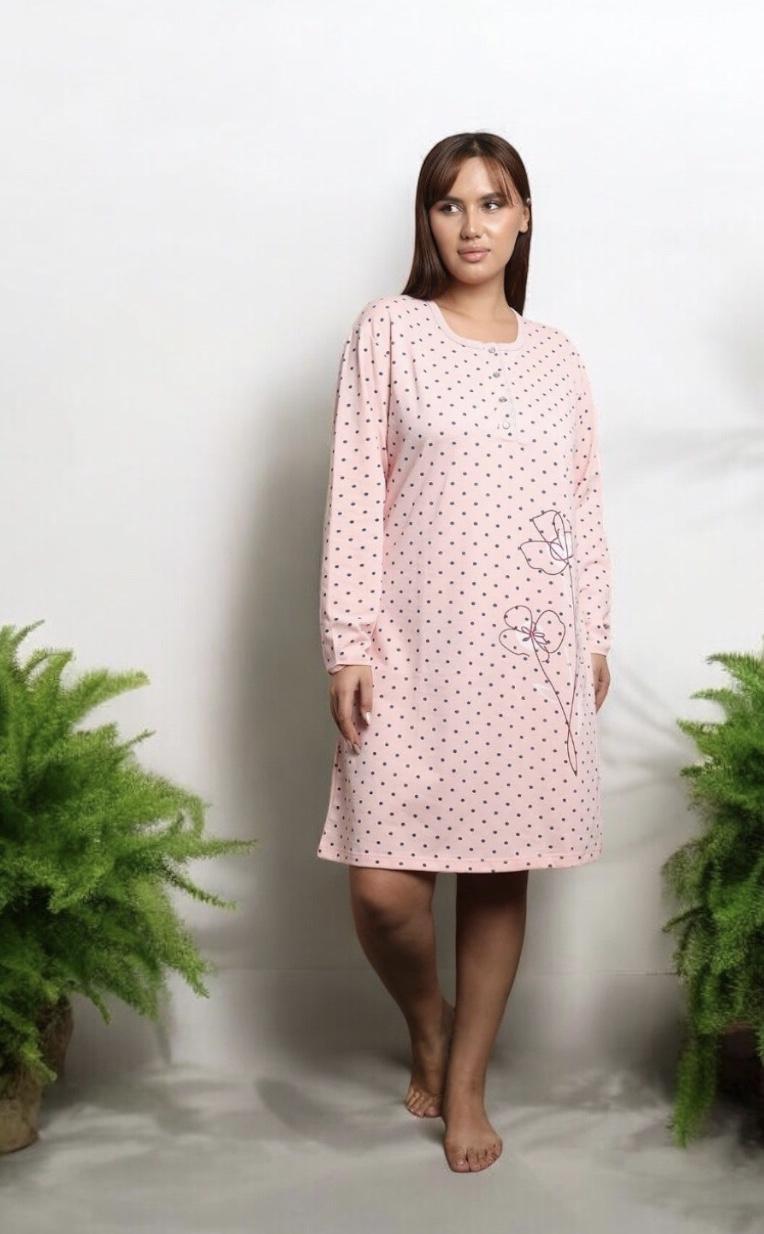 Жіноча тепла сорочка з начісом батал, Горошки .Хит!, фото 1