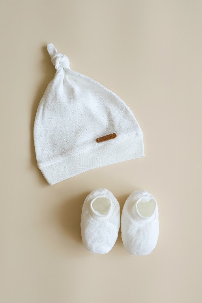 Набір шапочка з пінетками "Gretel", молочний. Топ!, фото 1