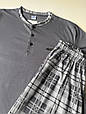 Чоловіча бавовняна піжама "Cameron" лонгслів та штани в клітину, сіра .Хит!, фото 2