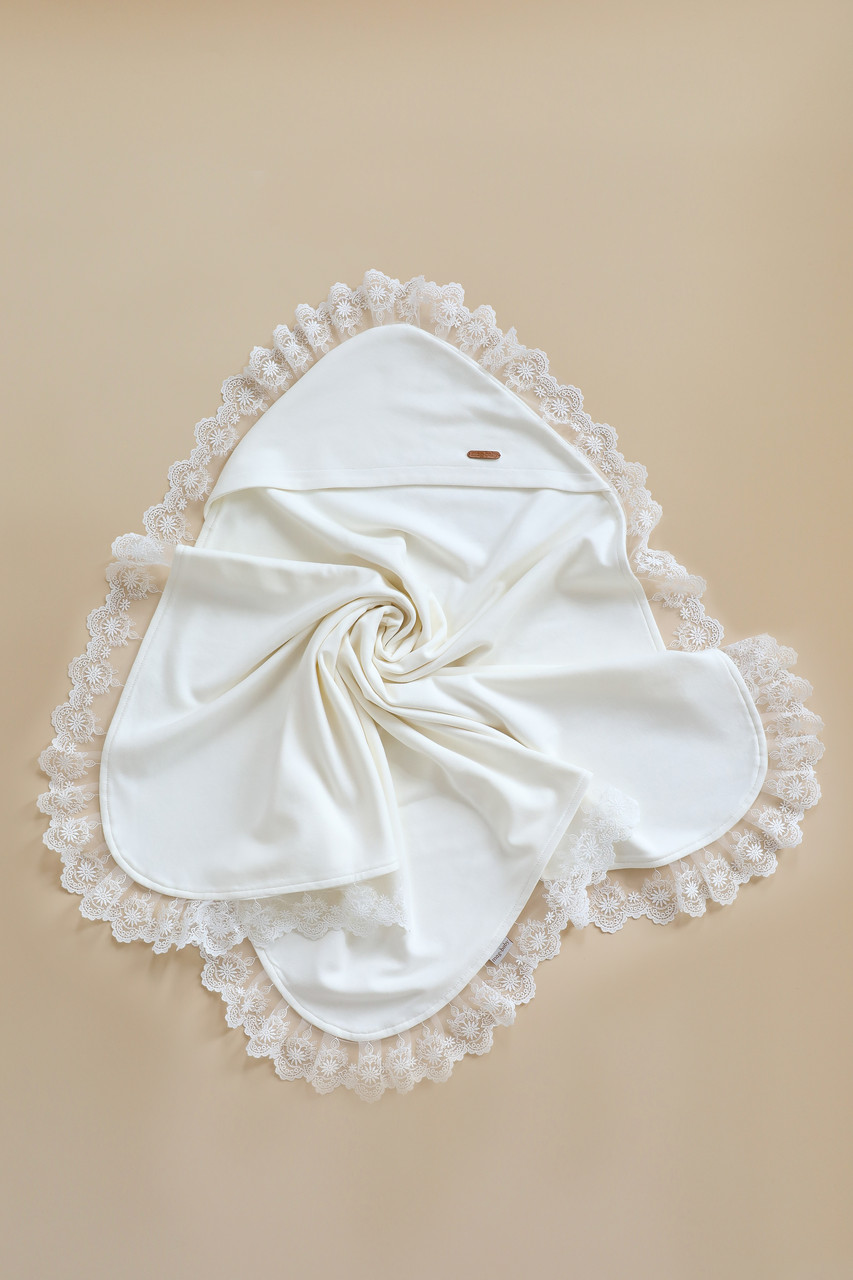 Плед на виписку та хрещення з мережевим "Lace", молочний.Топ!, фото 1