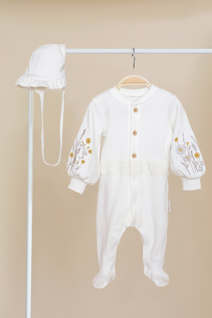 Чоловічок із шапочкою Wild flowers, молочний.Топ!, фото 1