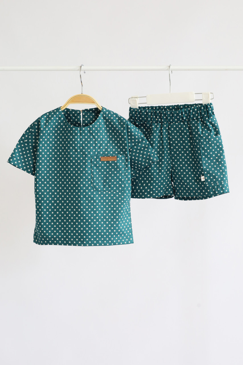 Бавовняний дитячий костюм Land, зірки на смарагдовому. Топ!, фото 1