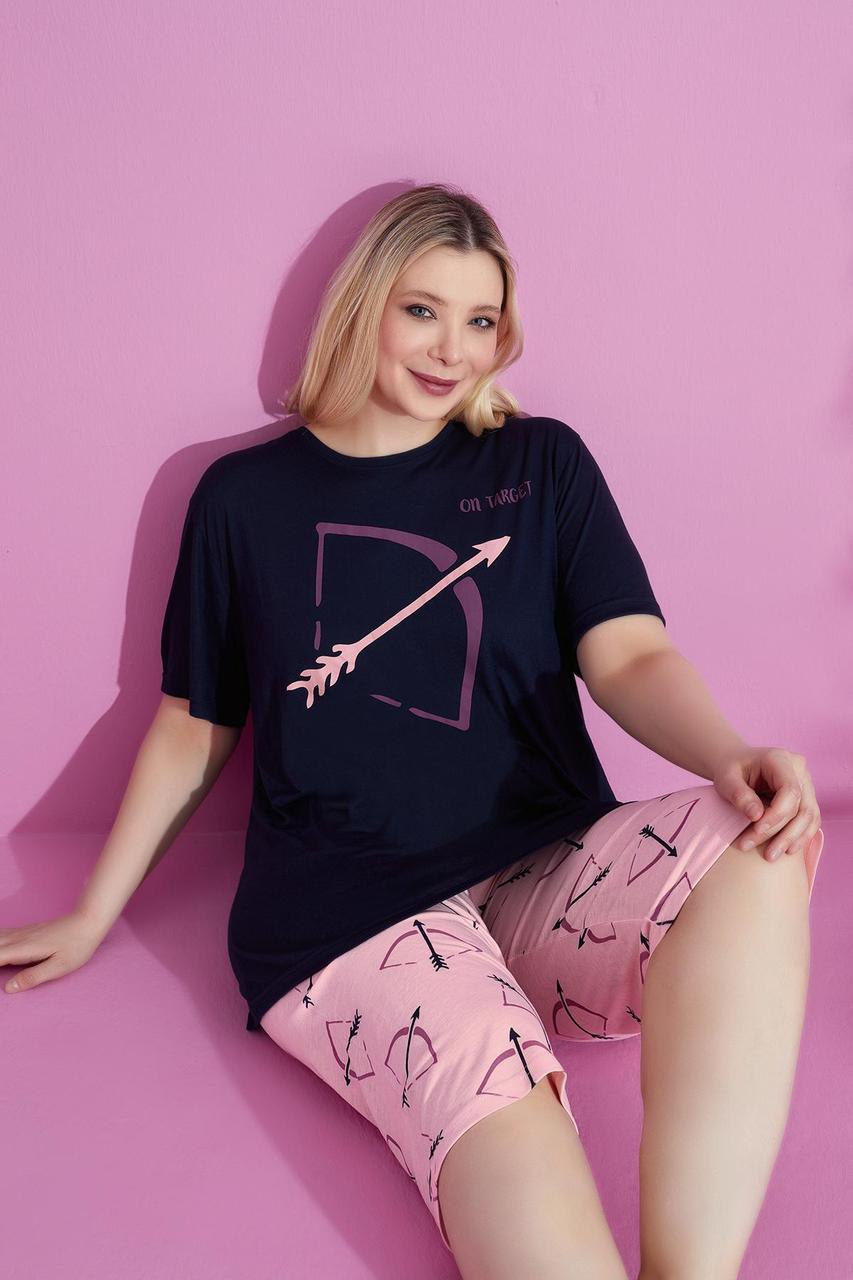 Жіночий домашній комплект батал "On Target" (Шорти-бермуди+футболка) .Топ!, фото 1