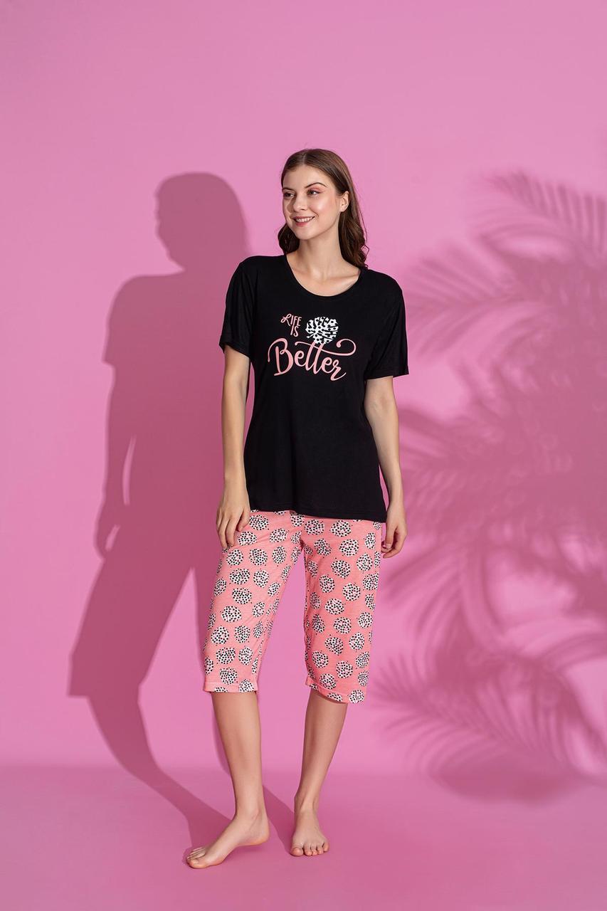 Жіночий домашній комплект "Life is Better" (Шорти-бермуди+футболка) .Топ!, фото 1