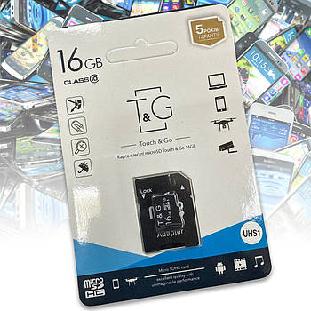 Карта пам'яті MicroSDHC 16GB Class 10 T&G (з адаптером)