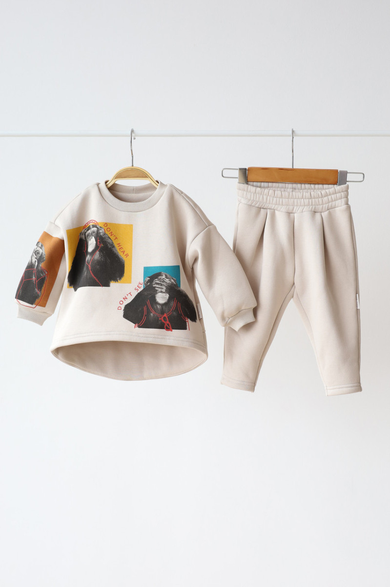 Костюм із начосом дитячий "Monkeys", Слонова кістка. Топ!, фото 1