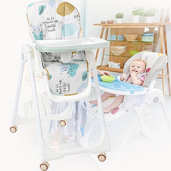 Дитячий стільчик на коліщатках для годування зі столиком Bambi M 5673-12 Блакитний