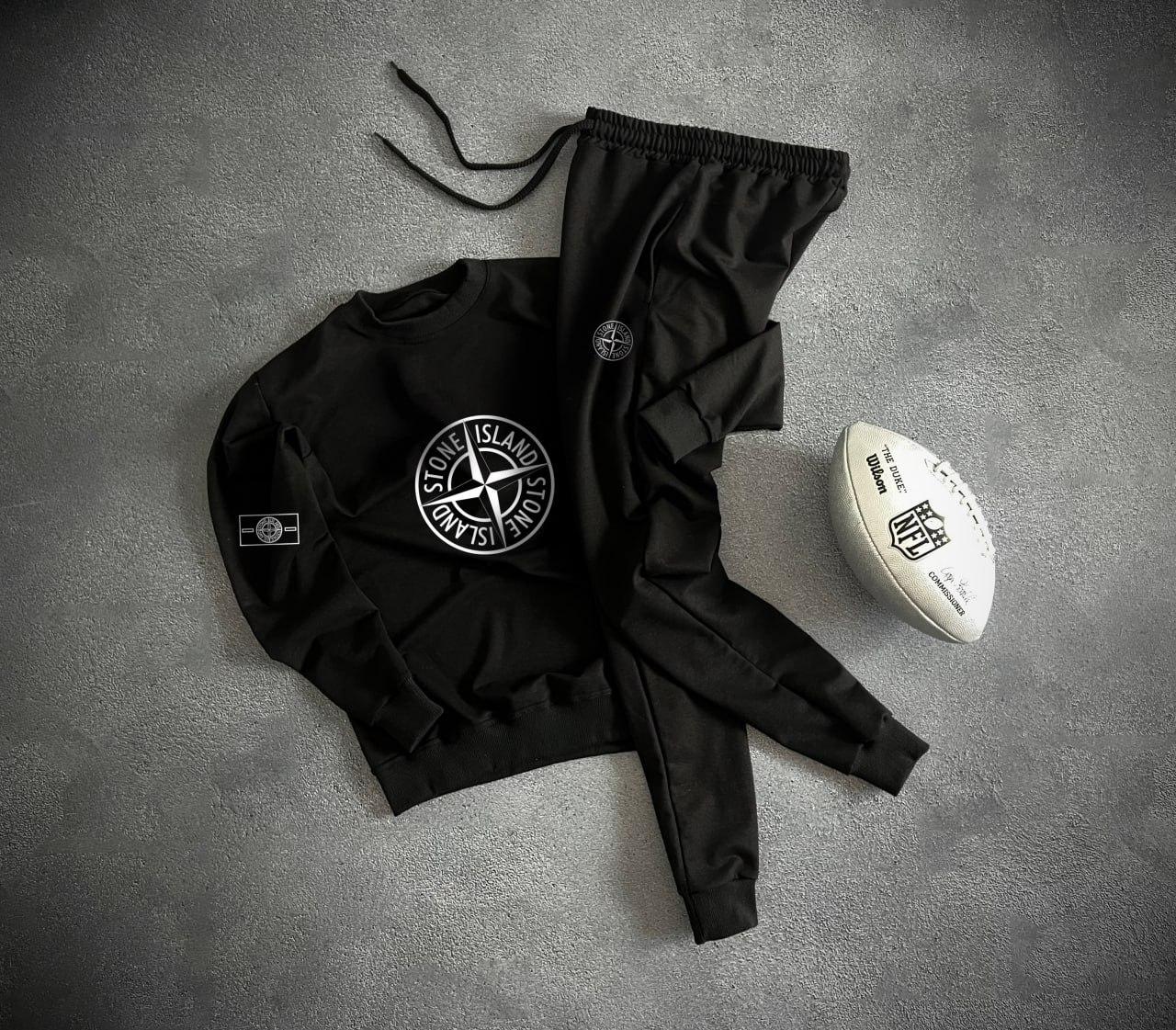 Спортивний костюм чоловічий Stone Island кофта штани весняний осінній літній стон айленд чорний