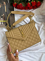 Saint Laurent Leather Envelope Chain Bag Beige
