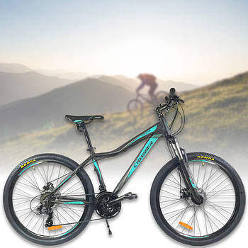 Гірський велосипед з алюмінієвою рамою 14" та колесами 26" Crosser Stream Сіро-бірюзовий