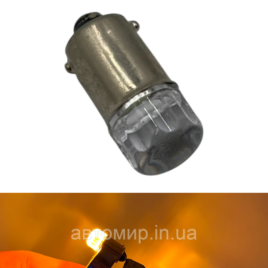 Світлодіодна автомобільна лампа T4 2 SMD кераміка 12V (помаранчева), фото 1