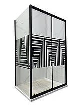 Душова кабіна ARTEX STT-110 black print 110x80х185 см без піддону прозоре скло розсувні двері, фото 4