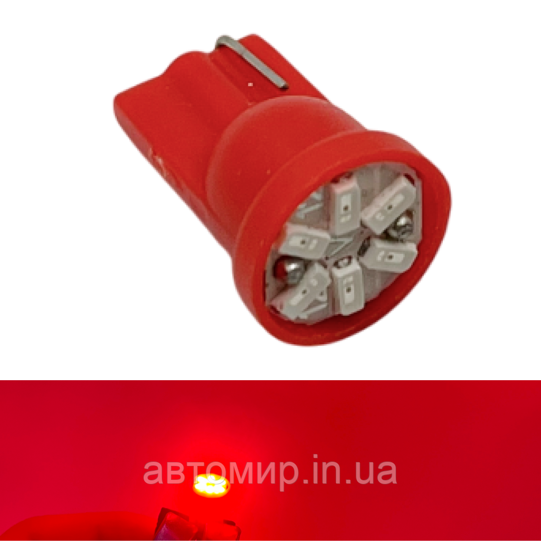 Світлодіодна автомобільна лампа T10 5 SMD 12V (червона, Харків)