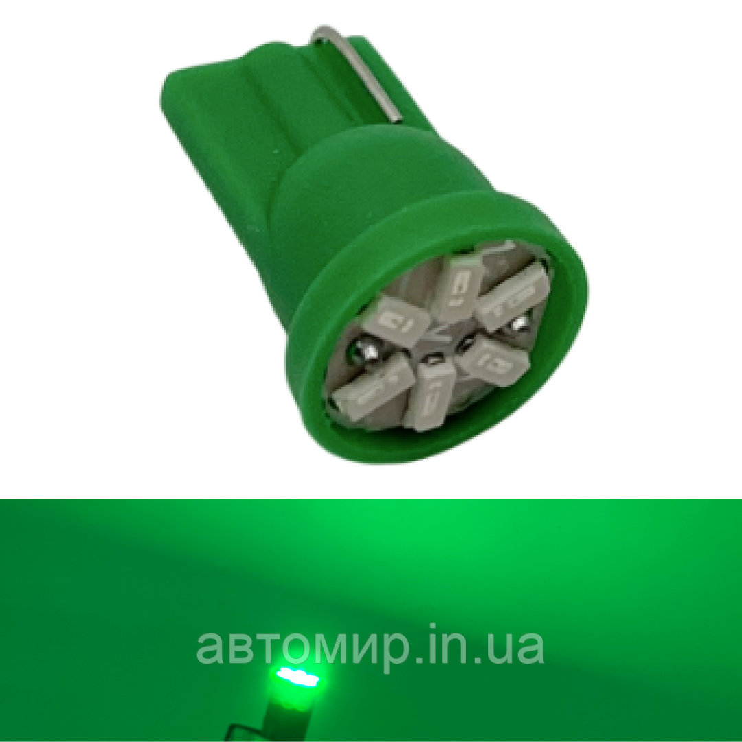 Світлодіодна автомобільна лампа T10 5 SMD 12V (зелена, Харків), фото 1