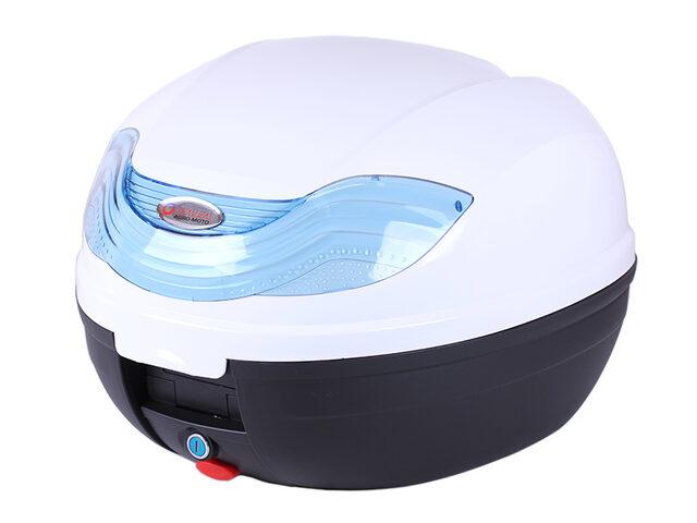 Кофр для мотоцикла задній ТАТА YM-0815P (32л, 43×41×32, білий з чорним) (код 2782), фото 1