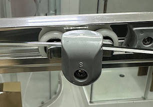 Душова кабіна Veronis KN-15-00 90х90х203 см на низькому піддоні хром прозоре скло розсувні двері, фото 5