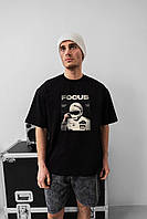 Футболка Мужская Черная С Принтом Базовая Оверсайз Nextor Футболка Чоловіча Чорна З Принтом Базова Оверсайз