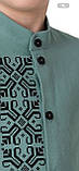 Вишита сорочка для хлопця зелена-хакі льон машина робота довгий рукав ріст від.146 до 170, фото 2