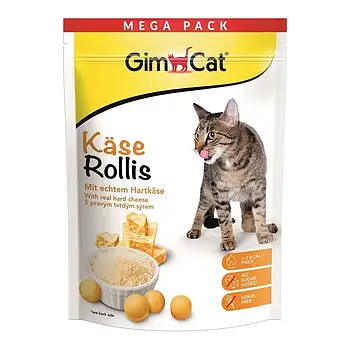 Ласощі для котів Gimcat Kase-Rollis Ласощі для котів з сиром таблетки кульки (вітаміни) з сиром, 425 г (сир) джимкет gim cat
