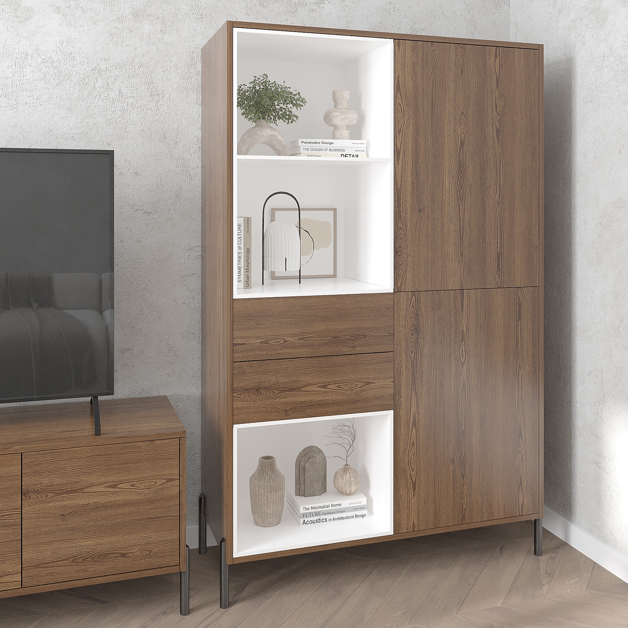 Шафа-буфет Норді на ніжках 1730х1000х400 мм Дуб Родос/Білий, фото 1