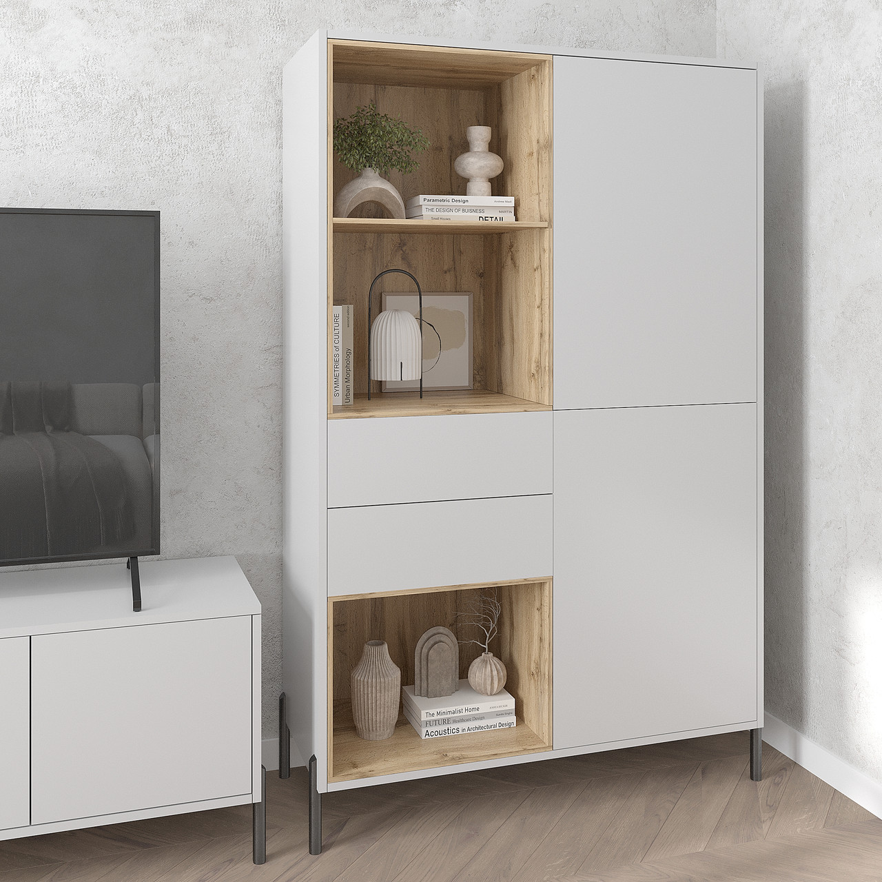 Шафа-буфет Норді на ніжках 1730х1000х400 мм Сірий/Дуб Тахо, фото 1