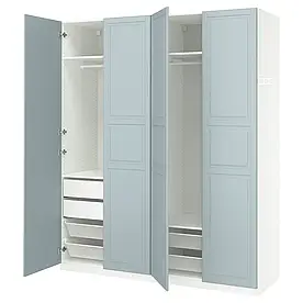 IKEA PAX / FJÄREHALS комбінований гардероб, білий/світлий сіро-блакитний, 200x60x236 см (595.651.91)