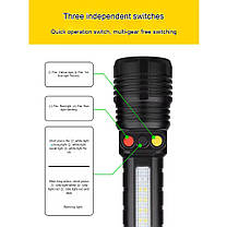 Ліхтар PLD-H005-3PM10-TG(white+yellow+red)+14SMD, Li-Ion акум., індикація заряду, ЗП Type-C, zoom, Box, фото 6