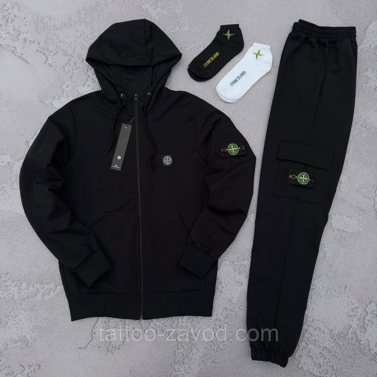 Спортивний костюм унісекс чорний худі та штани двонитка XS, S, M, L, XL, XXL, XXXL