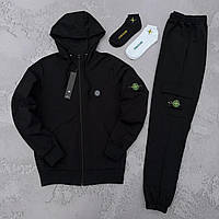 Спортивний костюм унісекс чорний худі та штани двонитка XS, S, M, L, XL, XXL, XXXL