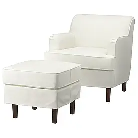 IKEA ROCKSJÖN РОККШЕН крісло з підставкою для ніг, БЛЕКІНГЕ білий (895.088.92)