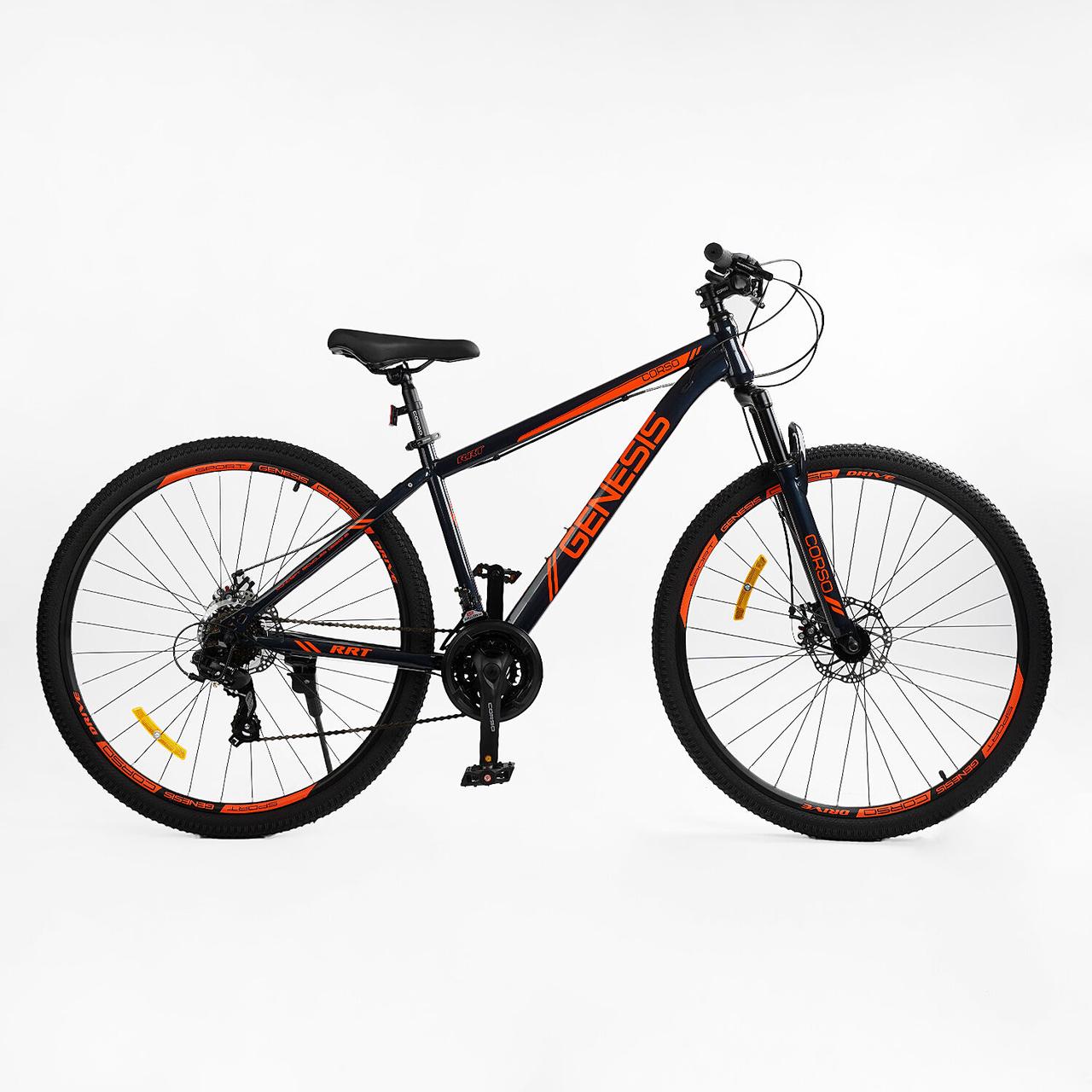 Велосипед гірський спортивний 29" Corso Genesis GN-29015 чорно-помаранчевийна зріст 156-170 см