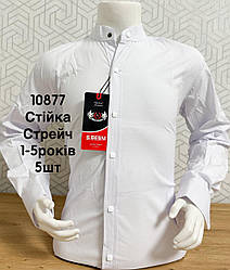 Дитяча біла стрейчева сорочка Sinyor Besni 1-5 років, стійка