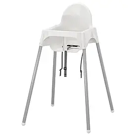 IKEA ANTILOP АНТІЛОП стільчик для год із паском безпеки, білий/сріблястий (890.417.09)