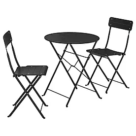 IKEA SUNDSÖ стіл і 2 розкладні стільці, зовнішній антрацит/антрацит, 65 см (195.730.27)