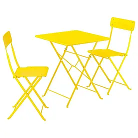 IKEA SUNDSÖ стіл і 2 розкладні стільці, відкритий яскраво-жовтий/яскраво-жовтий, 65x65 см (295.730.22)