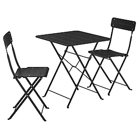 IKEA SUNDSÖ стіл і 2 розкладні стільці, зовнішній антрацит/антрацит, 65x65 см (095.730.18)