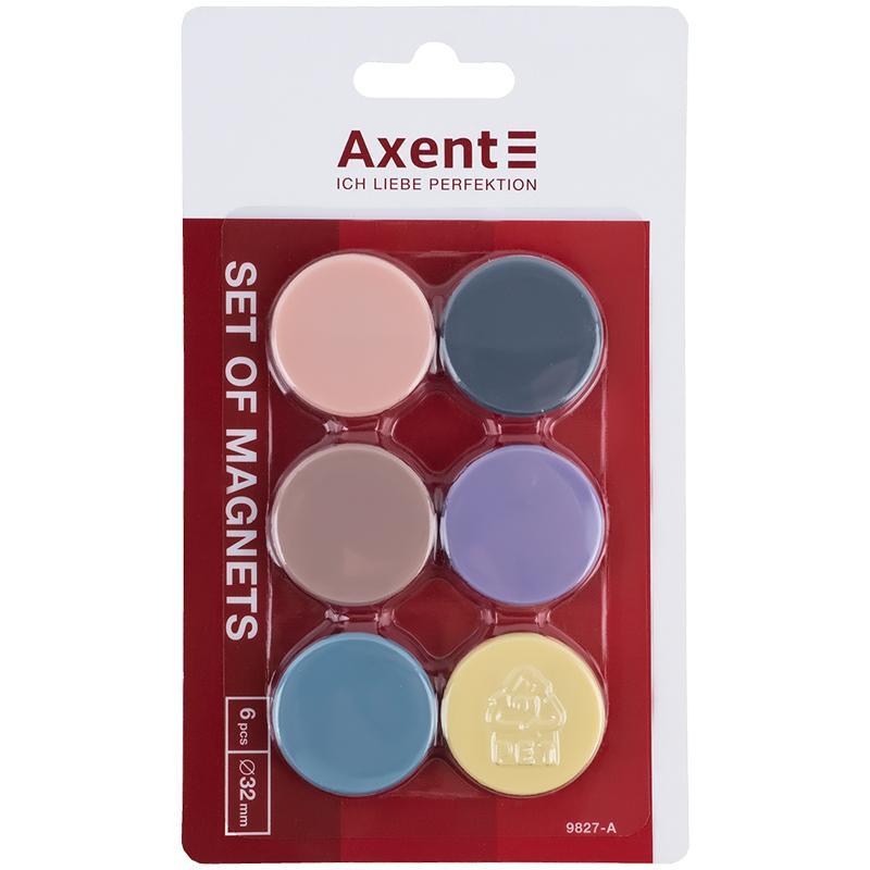 Магніти для магнітної дошки d 32 мм 6 шт. блістер Axent Morandi 9827