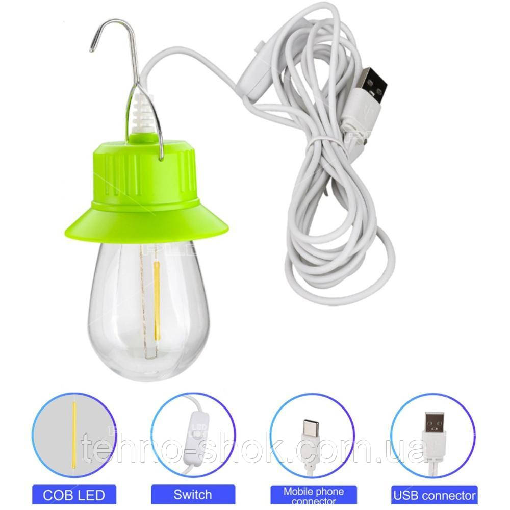 Світлодіодна LED лампа V07-COB, кабель 3 м, гак, живлення від USB/Type-C (Yajia)