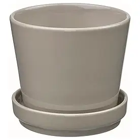 IKEA KLOTLÖNN горщик з блюдцем, в/зовні/сірий/бежевий, 9 см (005.840.02)