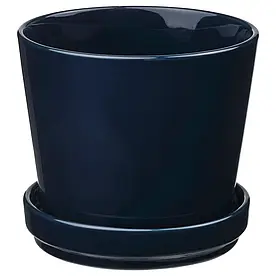 IKEA KLOTLÖNN горщик з блюдцем, in/outdoor/чорно-синій, 12 см (005.840.64)