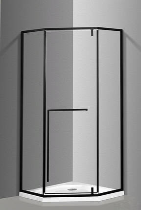 Душова кабіна Veronis KN-17-00 Black 90х90х190 см без піддону чорна прозоре скло розпашні двері, фото 1