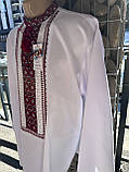 Чоловіча вишиванка розмір 52 ручної роботи довгий рукав біле домоткане полотно, фото 5
