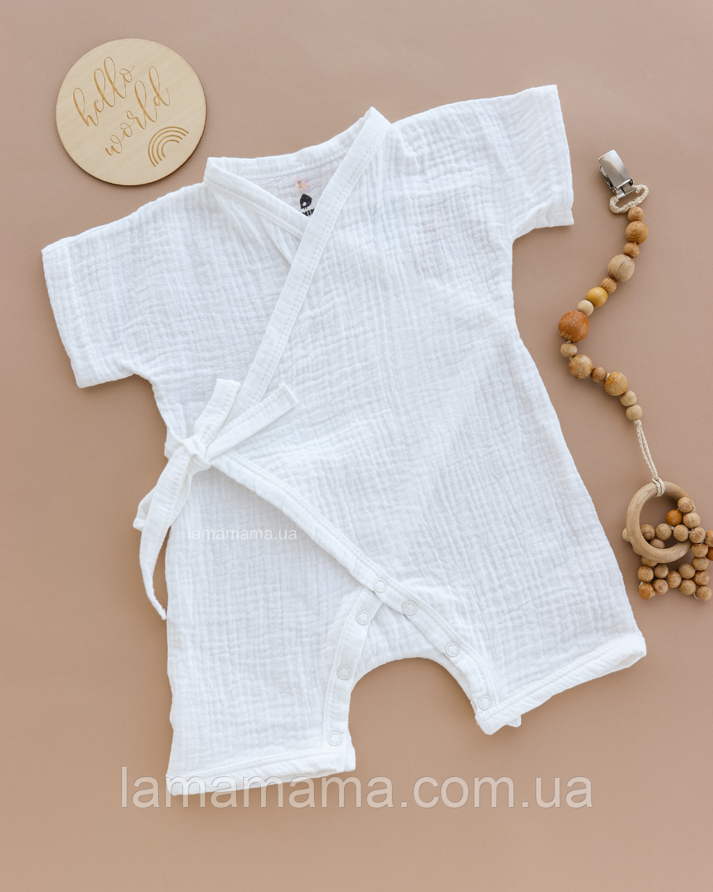 Мусліновий пісочник кімоно для малят Молочний Muslin Baby
