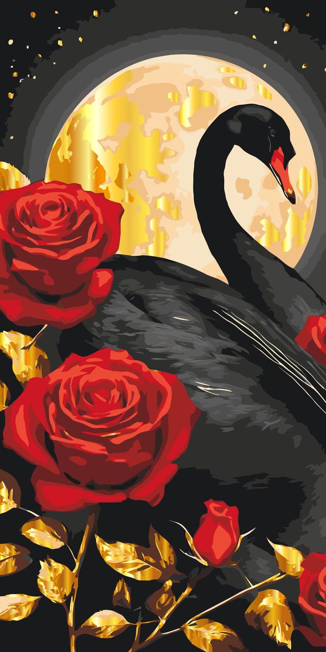 Картина за номерами Чорний лебідь з фарбами металік 40*80 см Art Craft 11588-AC, фото 1