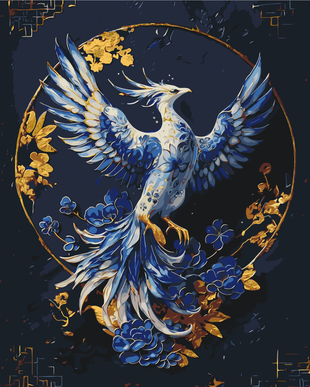 Картина за номерами Фенікс з фарбами металік 40*50 см Орігамі LW 3447, фото 1