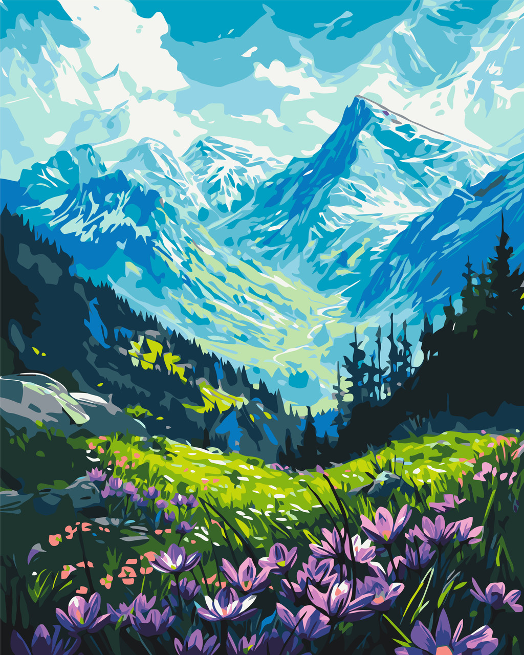 Картина за номерами Пейзаж. У підніжжя гір 40*50 см Орігамі LW 3436, фото 1