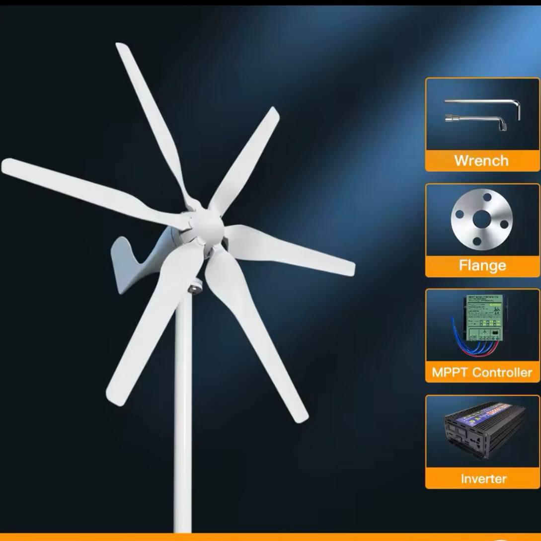 Вітрогенератор 2000Вт з Інвертором та MPPT контролером SMARAAD на 6 лопастей, фото 1