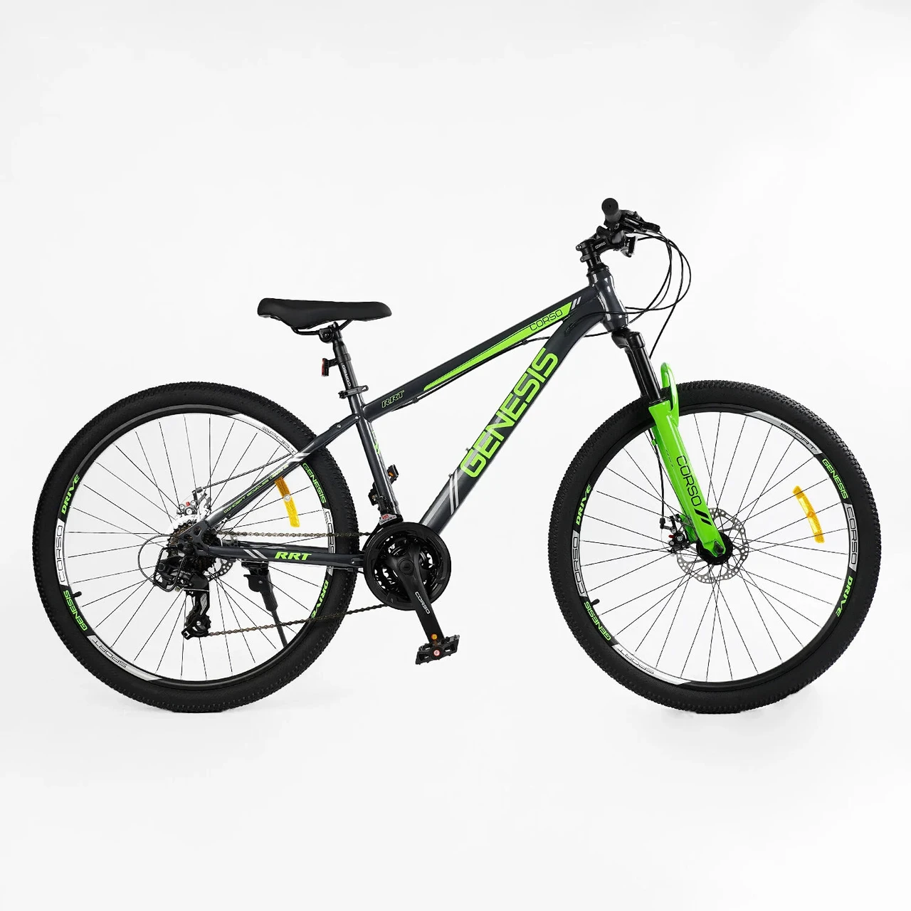 Велосипед гірський спортивний 27.5" Corso Genesis GS-27503 сіро-зелений на зріст 145-160 см
