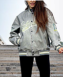 Куртка шкіряна жіноча варенка сіра, фото 2