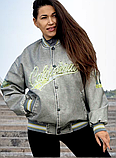 Куртка шкіряна жіноча варенка сіра, фото 4